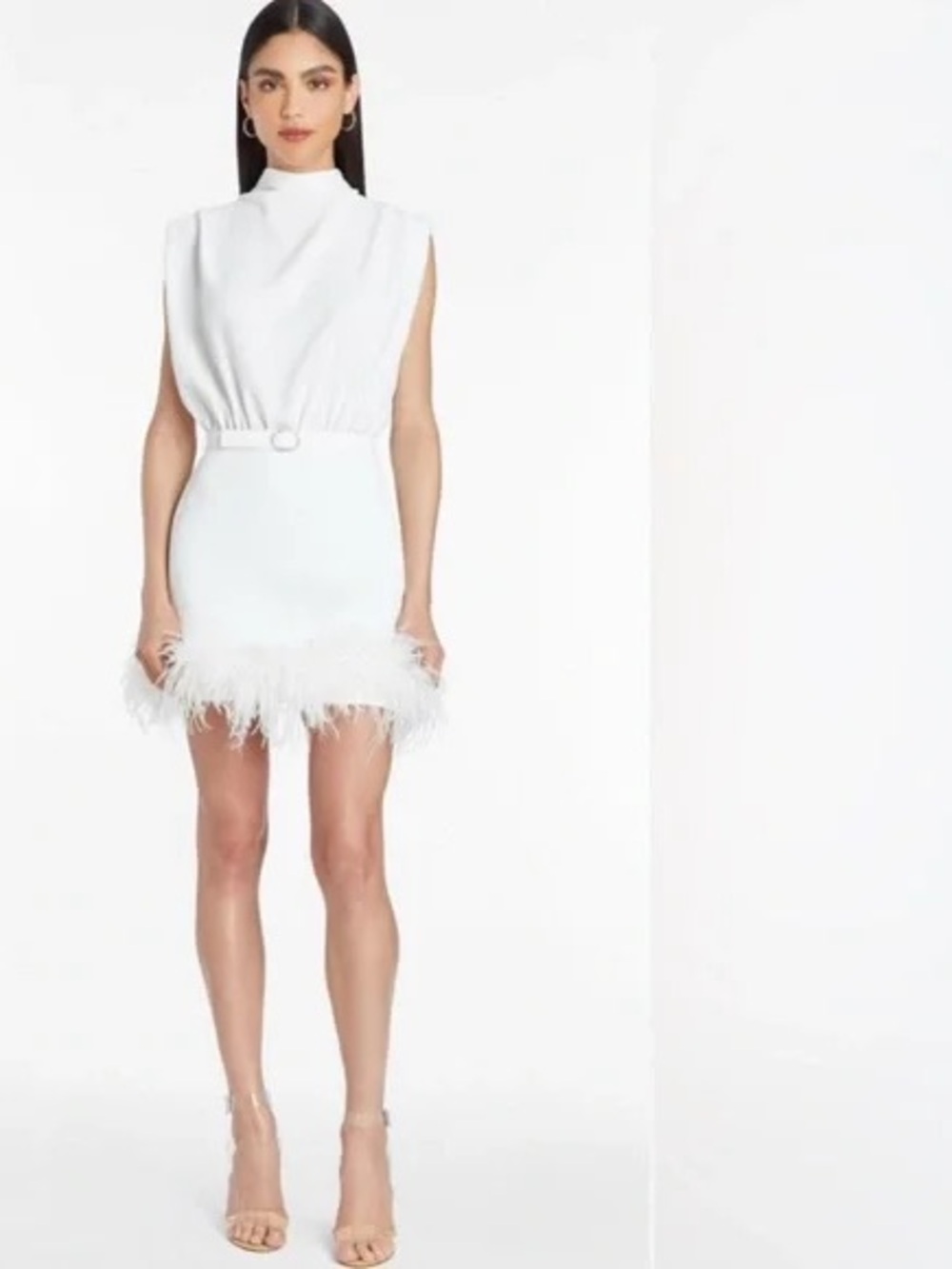 Amanda Uprichards Feather Ivory Sullivan Dress Small Bachelorette Graduation